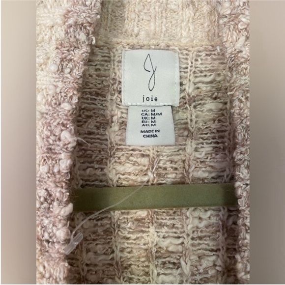 Joie Cardigan Intarsia Sweater NWTI ivory brown size Medium - Picture 8 of 9